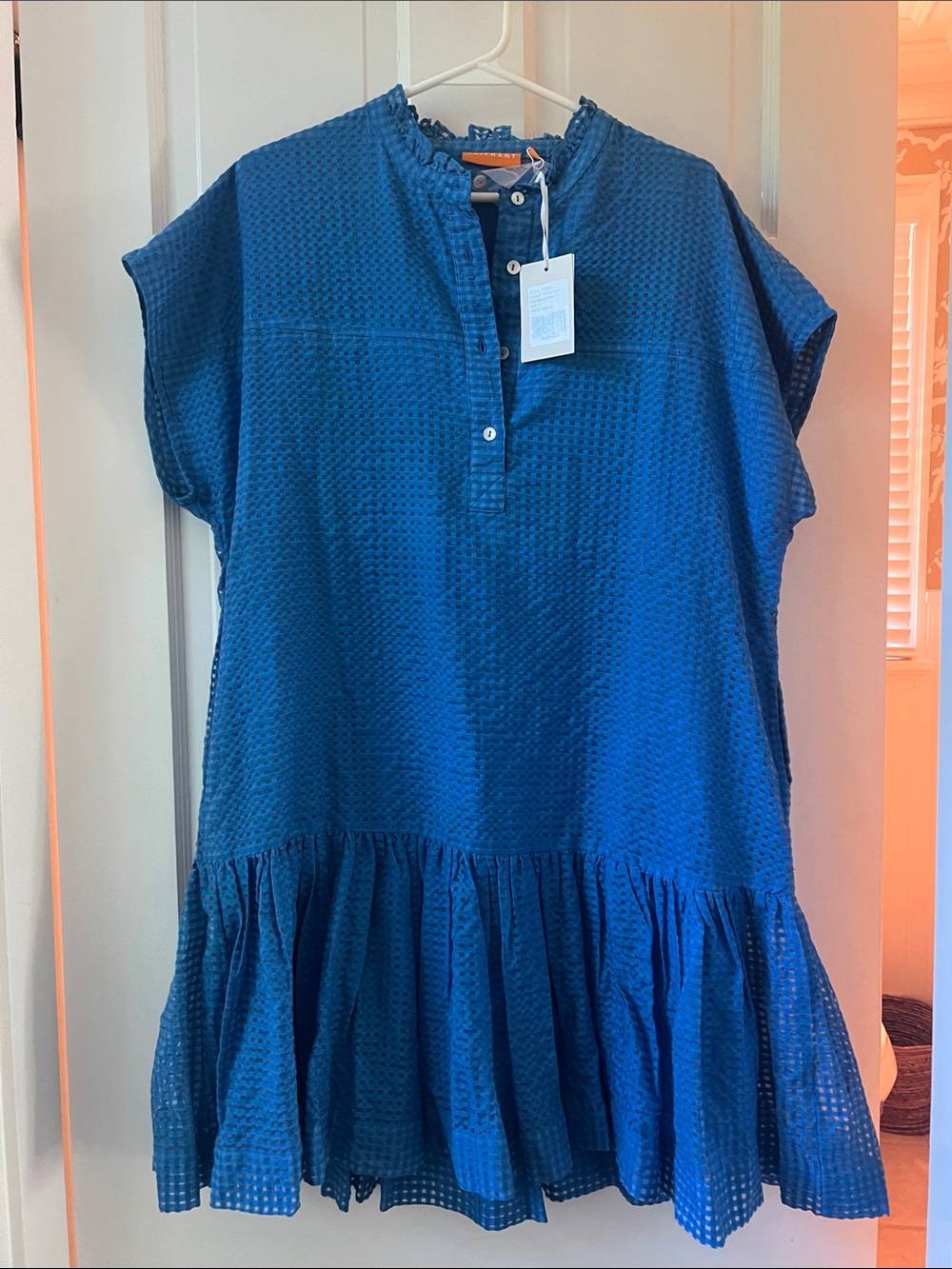 OLIPHANT DESIGN 
Cap sleeve mini Delray Blue 
NWT large